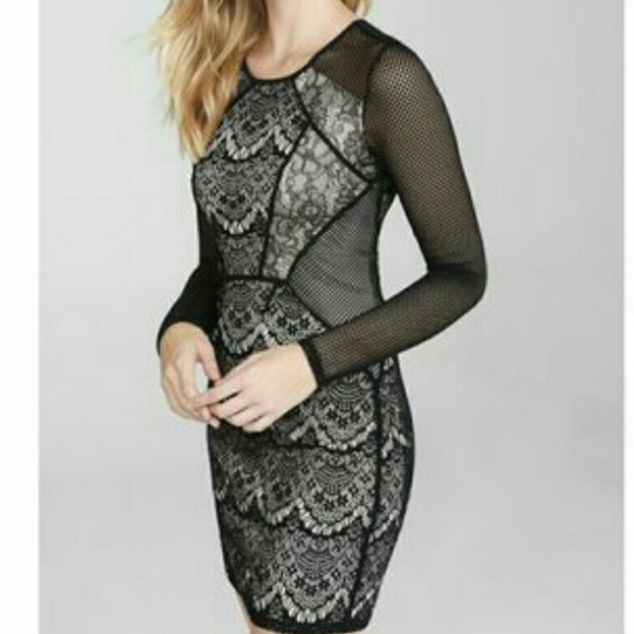 Express fishnet & lace sheath dress - Picture 4 of 6